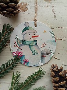 Dekorácie - Vianočná dekorácia snehuliak - 13964620_
