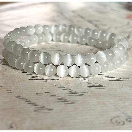 White Cat Eye Elastic Bracelet / Náramok biele mačacie oko