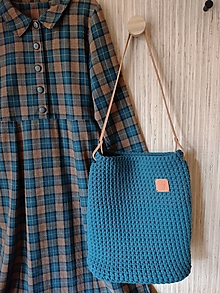 Veľké tašky - Kabelka Runa s koženým dnom - vysoká (Modrá) - 13967553_