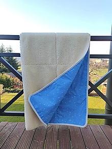 Úžitkový textil - Deka vlnená 100% ovčie rúno vo vlase Baranček 140 x 200 cm Elegant  Hviezdička modrá - 13967512_