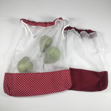 Úžitkový textil - Eko vrecká na potraviny sieťka sada 2 kusy (Sada 2 ks bordová a bodka) - 13969175_