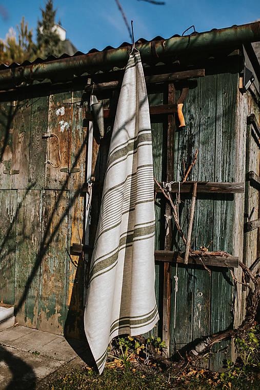 Úžitkový textil - Ľanová osuška - Woodstripes - 13968147_