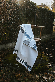 Úžitkový textil - Ľanová osuška - Bluestripes - 13968122_