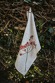 Úžitkový textil - Ľanové utierky červená jarabina - 13968167_