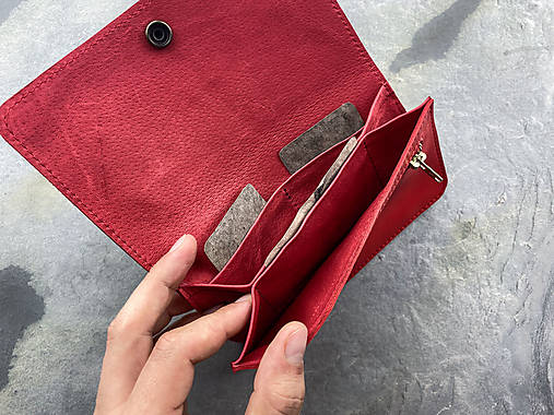 Dámska kožená červená peňaženka rhea II