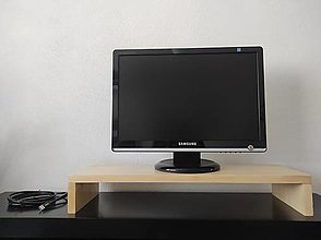 Úložné priestory & Organizácia - Drevený stojan pod monitor s USB HUB - pripojenie 1 káblom k PC (4 v 1) - 13968042_