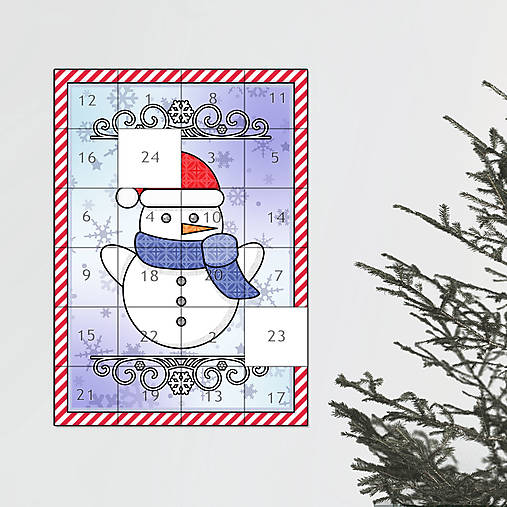 Netradičný adventný kalendár cartoon ornamental (snehuliak-)