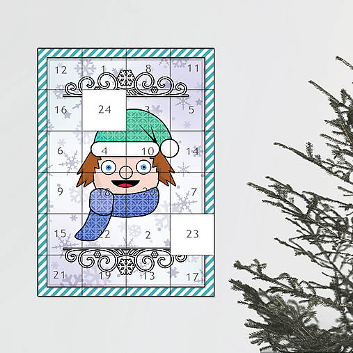 Netradičný adventný kalendár cartoon ornamental (chlapec-)
