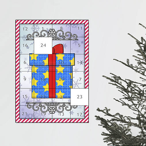Dekorácie - Netradičný adventný kalendár cartoon ornamental (vianočný darček hviezdičkový) - 13966018_