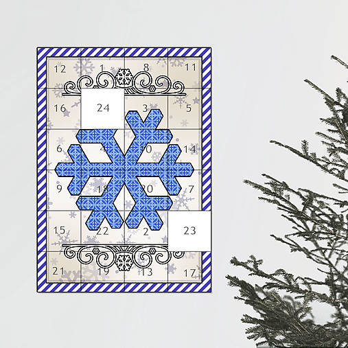 Netradičný adventný kalendár cartoon ornamental (snehová vločka)