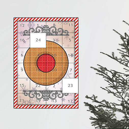 Netradičný adventný kalendár cartoon ornamental (vianočné cukrovie-)
