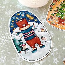 Papiernictvo - Vianočné nálepky - väčšia nálepka (vianočný medvedík) - 13972987_