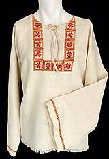 Blúzky a košele - pravá ľanová košeľa ručne vyšívaná z ručne tkaného plátna - 13970218_