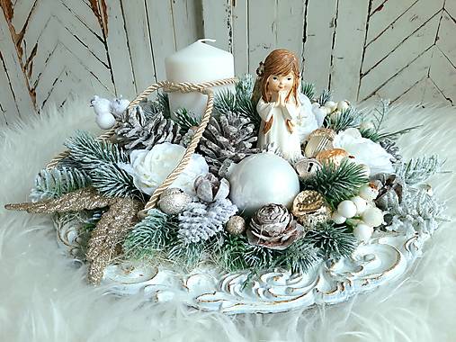  - Vianočná luxusná dekorácia s anjelikom  - 13970404_