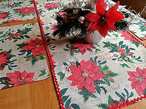 Úžitkový textil - Obrus - štóla Vianočná ruža + 4x prestieranie - 13972823_