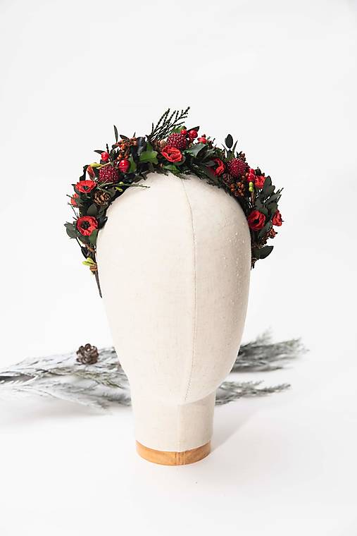 Kvetinová čelenka "vianočný les"