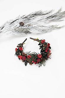 Ozdoby do vlasov - Kvetinová čelenka "vianočný les" - 13970391_