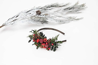 Ozdoby do vlasov - Kvetinová čelenka "vianočný les" - jemnejšia verzia - 13970625_