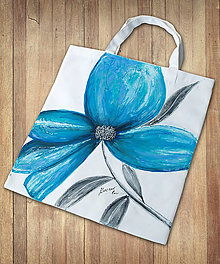 Nákupné tašky - Maľovaná taška s tyrkysovými  kvetmi - 13971861_