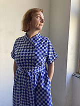 Kimoná - MODRÝ ŠACH šaty - posledný kus - 13972888_