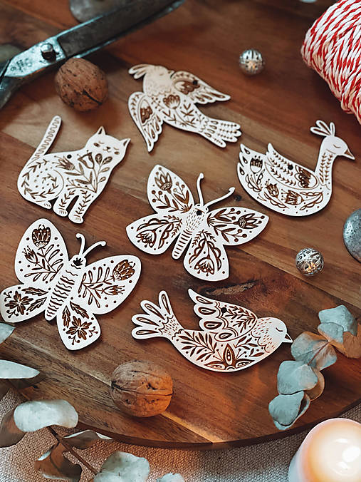 Dekorácie - Sada drevených ozdôb - Folk rozprávka 2 - 13977680_