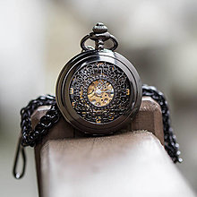 Pánske šperky - Mechanické vreckové hodinky s kroužkovanou reťazou (72) - 13974606_