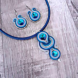 Sady šperkov - Šujtašový set - Modrosivý so Swarovski Elements - 13975148_