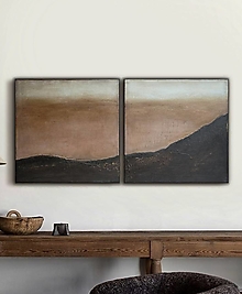 Obrazy - Dva obrazy "Večer v púšti" 60/60cm - 13977274_