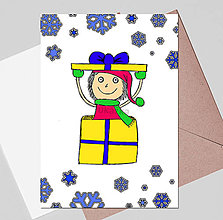Papiernictvo - Vianočný pajác - vianočná pohľadnica simple - 13974785_