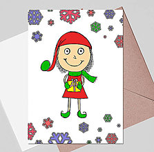 Papiernictvo - Vianočný pajác - vianočná pohľadnica simple (darovať vianočný darček) - 13974786_