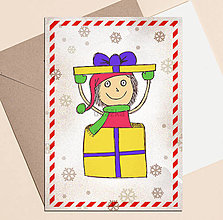Papiernictvo - Vianočný pajác - vianočná pohľadnica (vintage) (byť vianočný darček) - 13974814_