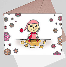 Papiernictvo - Vianočný pajác - vianočná pohľadnica simple (vianočné pečivo) - 13974833_