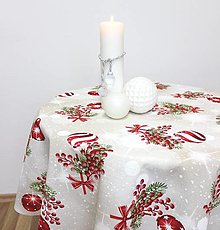 Úžitkový textil - obrus okrúhly Vianoce krém - 13979062_