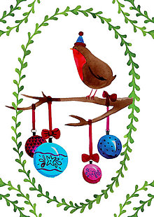 Papiernictvo - Vianočné pohľadnice (vtáčik) - 13982319_