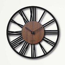 Hodiny - Nástenné hodiny z dreva rímske číslice | HDFK028 | čierna a orech wenge - 13979166_