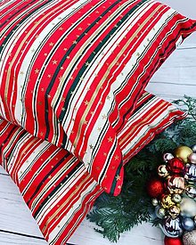 Úžitkový textil - VIANOČNÉ OBLIEČKY - farebné vianočné pruhy - 13980986_