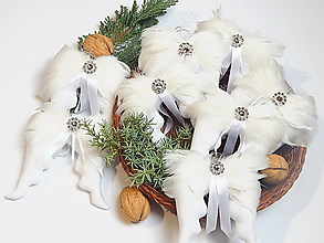 Dekorácie - Vianočné ozdôbky - biele anjelské krídla s pierkami - 13979308_