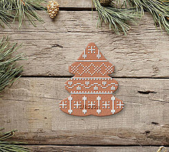 Grafika - Vianočný grafický perník s polevou (vianočný stromček (krajka)) - 13983002_