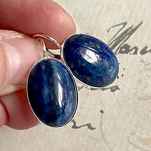Náušnice - Classic Gemstone Silver Ag925 Earrings (Lapis Lazuli Silver Ag925 Earrings  / Strieborné náušnice s lazuritom) - 13986598_