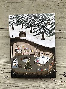 Papiernictvo - Myšacia rodinka /vianočný pozdrav - 13985302_