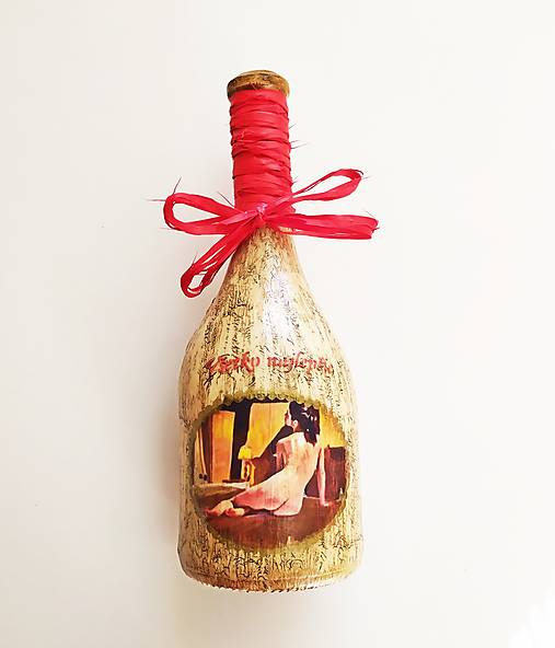 Nádoby - Víno v dekorovanej flaši, motív nahotinka - 13984304_