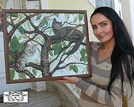Obrazy - Maľba na zákazku "Mačky na strome" - 13985480_