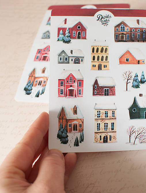 Papier - Samolepky - Domčeky - 13984210_