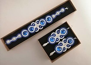 Sady šperkov - Šujtášový set (Bielo modrá) - 13991109_