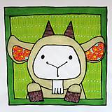 Textil - Bavlnený panel UŠI SI SÁM - Zvieratko z dvora (Kozička) - 13990572_