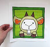 Textil - Bavlnený panel UŠI SI SÁM - Zvieratko z dvora (Kozička) - 13990574_
