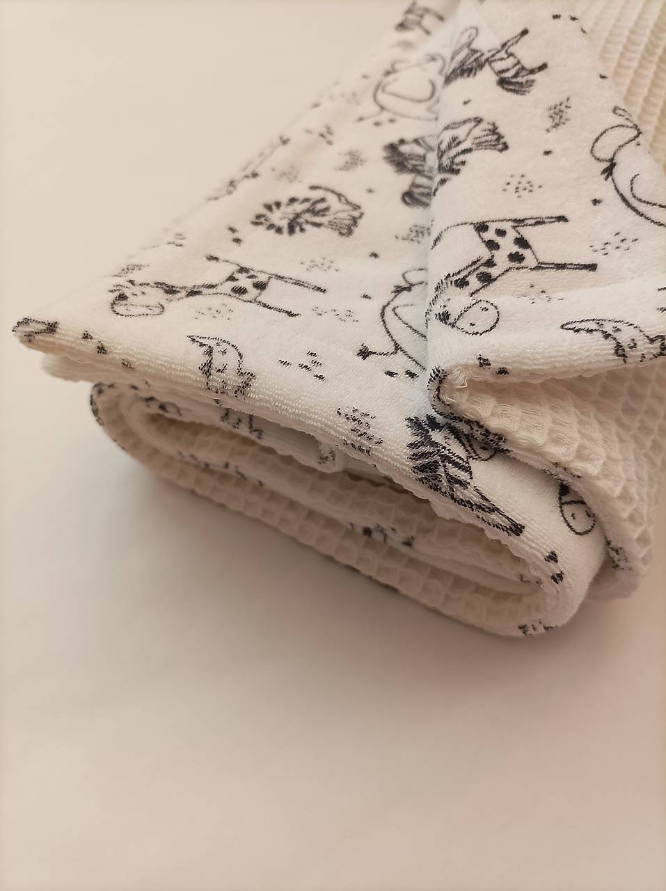 Detská obojstranná deka waffla-froté, smotanová
