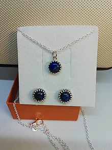 Sady šperkov - Sada (2ks) 925 Striebro, Lapis Lazuli 8mm (Simple Elegant) - 13992381_