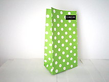 Obalový materiál - papierove vrecko - stand up - zelená bodka - 13993083_