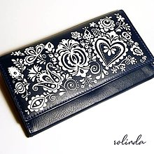 Peňaženky - Kožená peňaženka - modrotlač (Special) - 13993075_